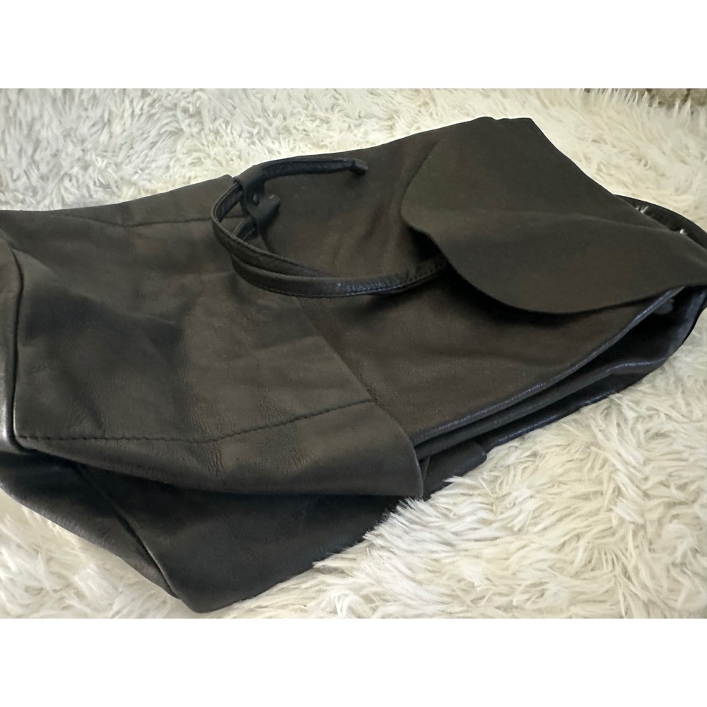 COS black leather unstructured drawstring backpack bag - Picture 5 of 11